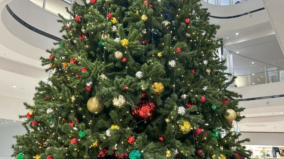 A christmas tree in a shopping mall.