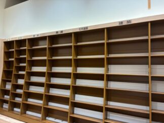 empty bookshelves